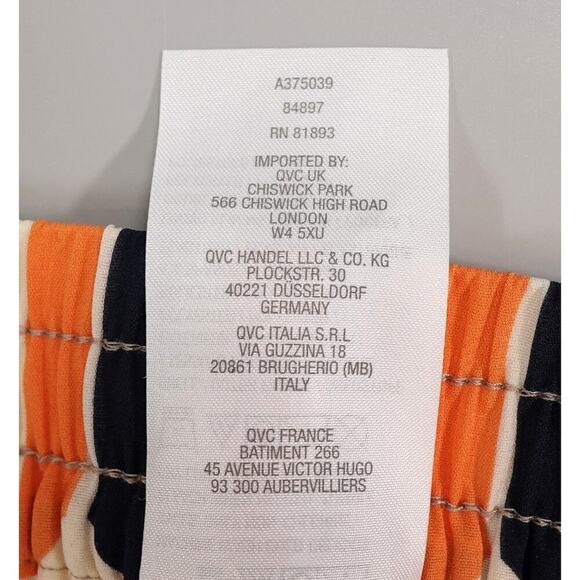 Womens Wide Leg Pants Petite Large Orange Satin Geo-Print Mod Funky Groovy - Picture 15 of 16